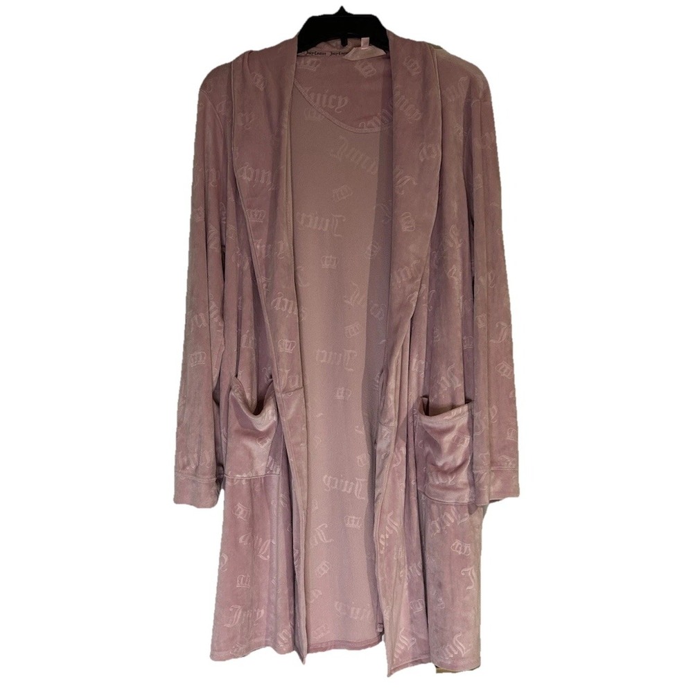 Womens Juicy Couture Pink Logo Bath Robe W Tie Size Small Medium Adjustable S/M